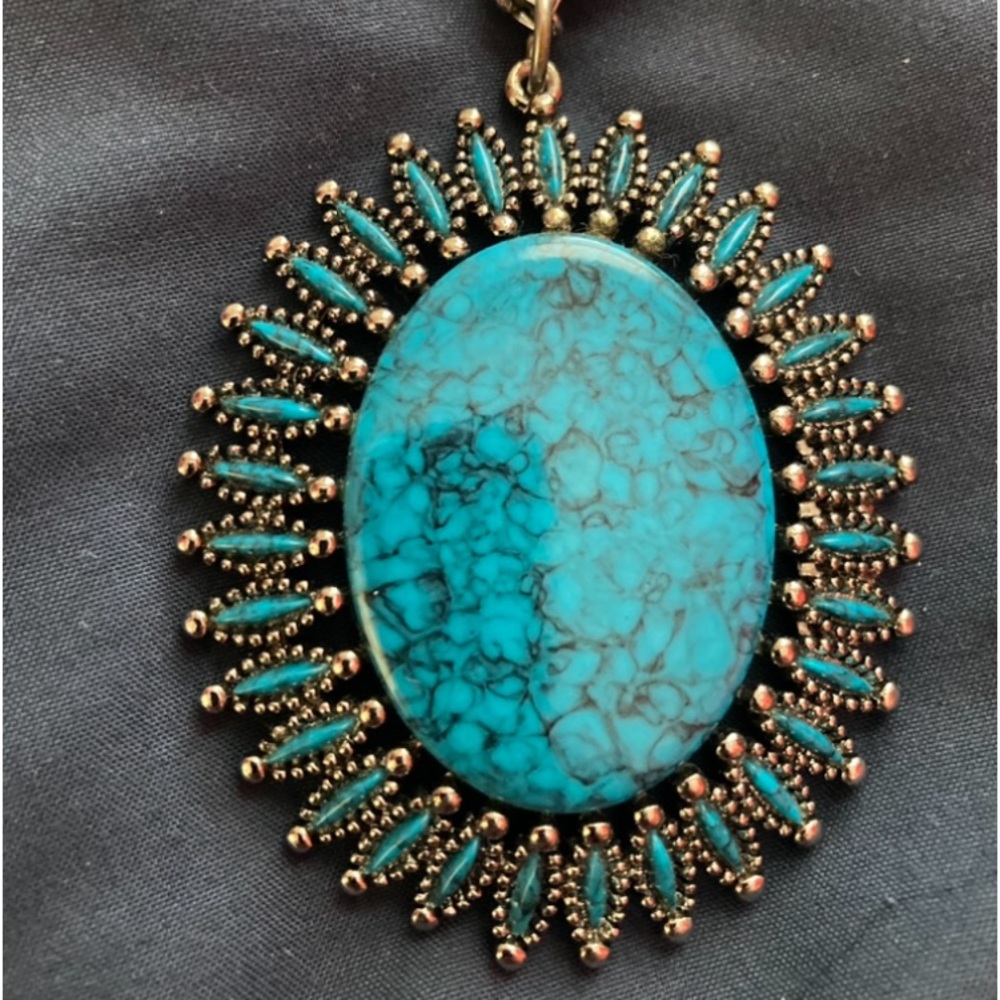 Signed JJ faux turquoise necklace